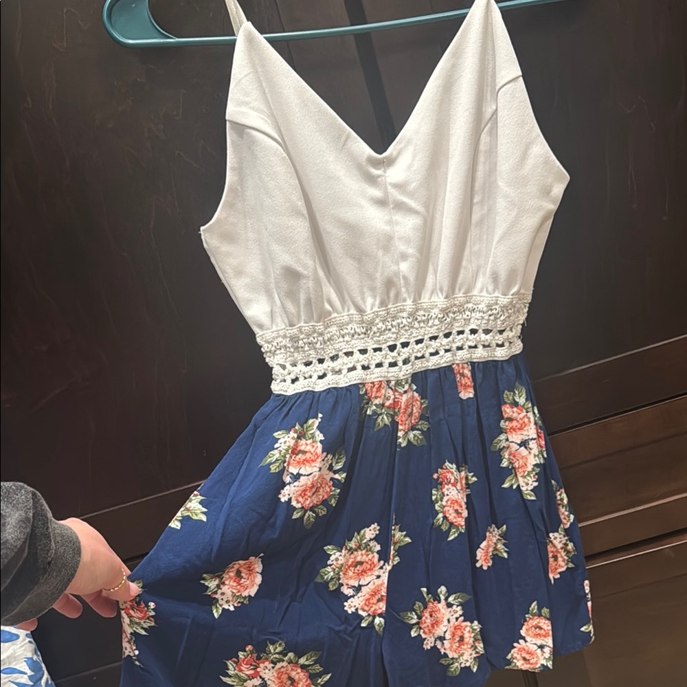 Floral romper with Crochet Waist